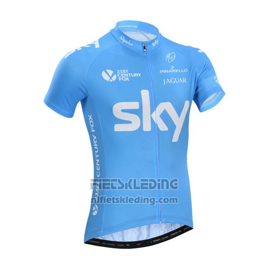 2014 Fietskleding Sky Azuur en Wit Korte Mouwen en Koersbroek